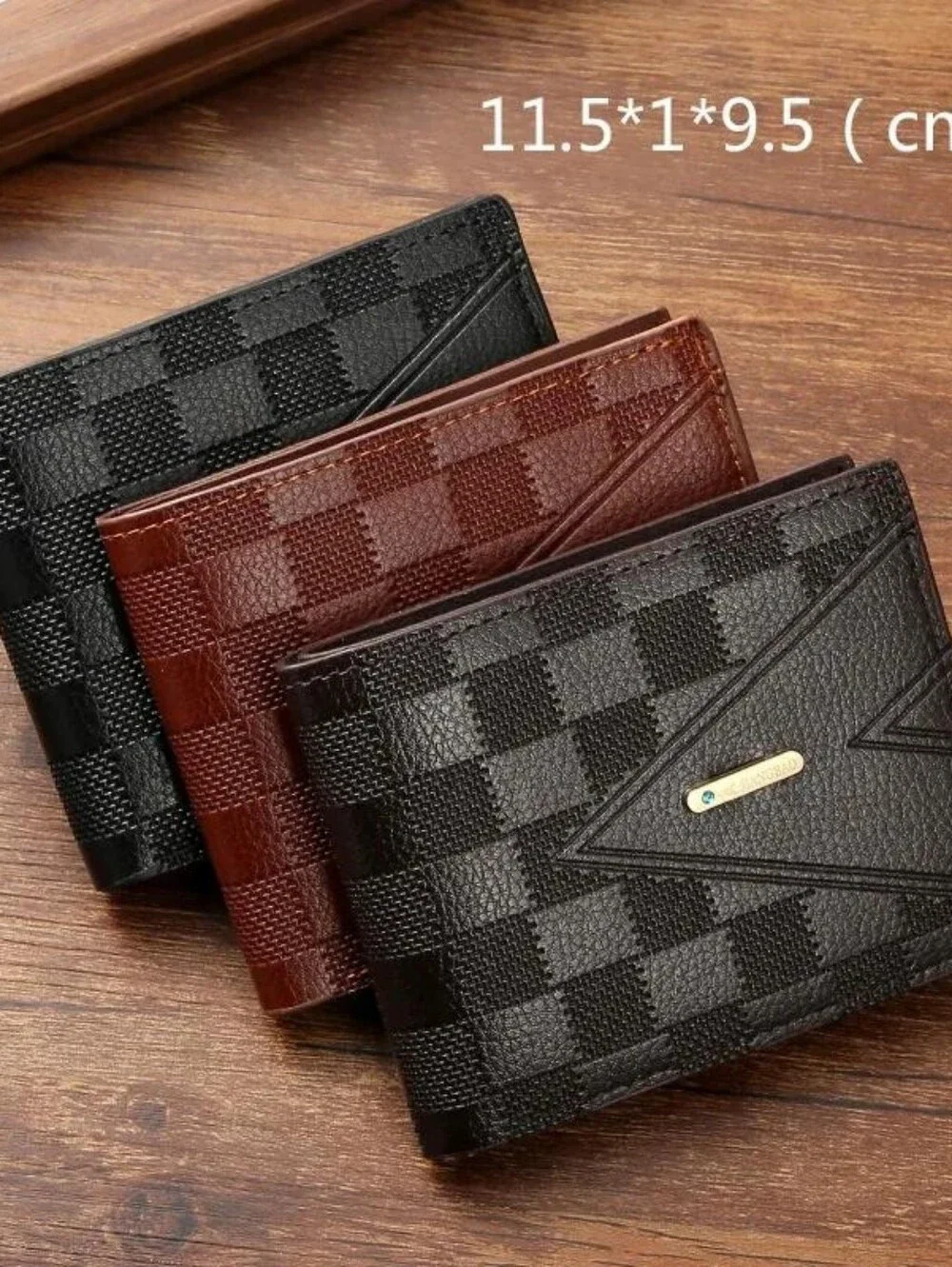 Men's Black Textured Leather Card & Key Holder Wallet
